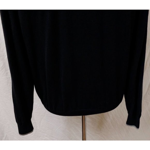 Luchiano Visconti Mens Large Black Silk Blend Double 1/2 Zip Pullover Sweater - Picture 7 of 9
